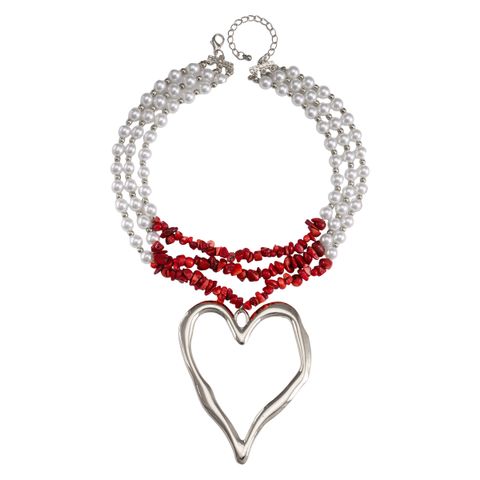 Elegant Heart Shape Imitation Pearl Beaded Gold Plated Silver Plated Women's Pendant Necklace