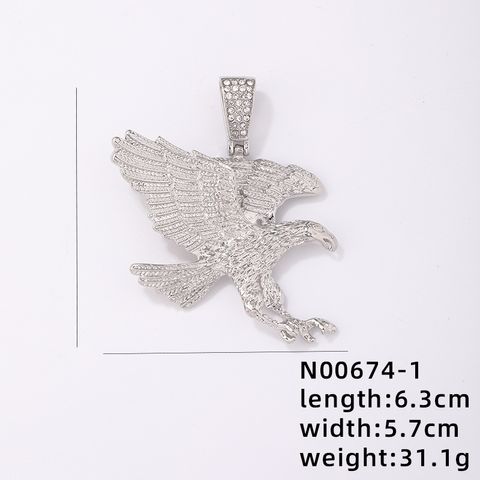 Hip-hop Rock Animal Cross Letter Stainless Steel Alloy Copper Plating Inlay Rhinestones Jewelry Accessories