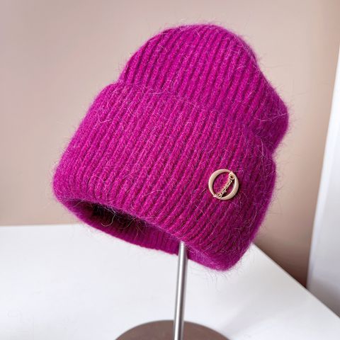 Women's Simple Style Letter Metal Eaveless Wool Cap