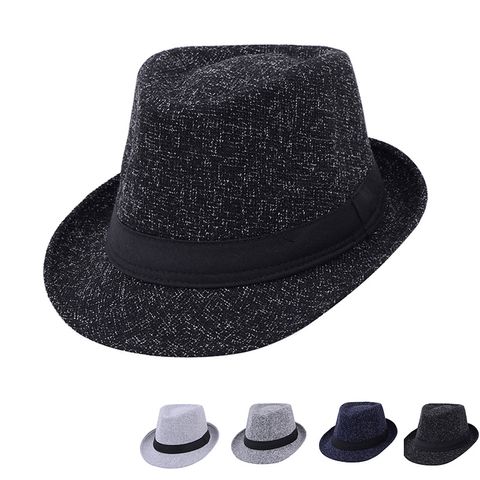 Men's British Style Solid Color Patch Crimping Fedora Hat