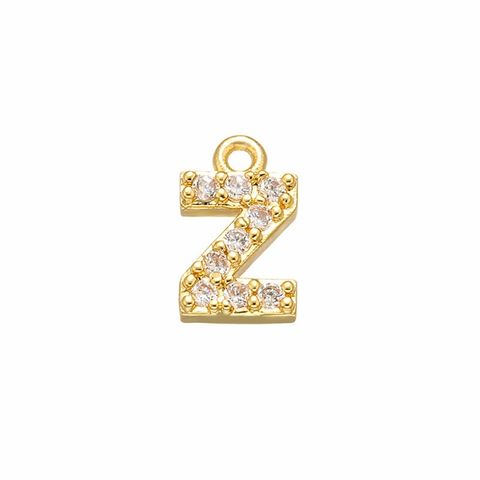 Simple Style Letter Sterling Silver Zircon Rose Gold Plated Charms