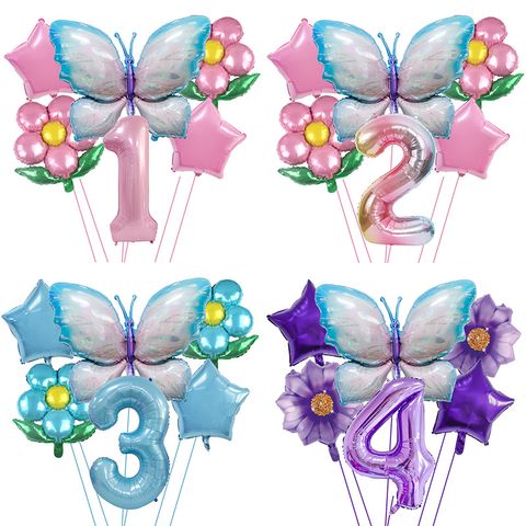 Birthday Pastoral Flower Butterfly Aluminum Film Indoor Outdoor Party Balloons