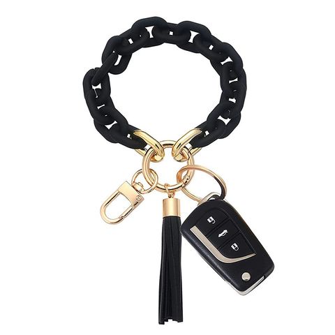 Cute Tassel Arylic Pu Leather Alloy Unisex Bag Pendant Keychain