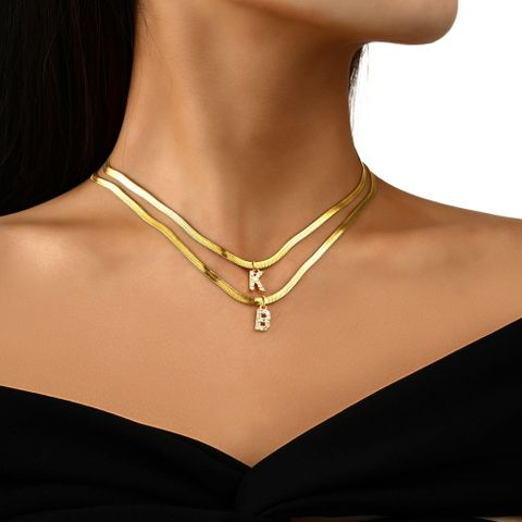 Elegant Letter Copper Pendant Necklace In Bulk