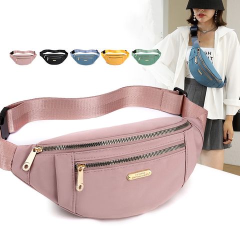 Unisex Streetwear Solid Color Nylon Waist Bags