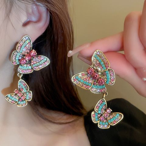 1 Pair Elegant Sweet Butterfly Alloy Drop Earrings