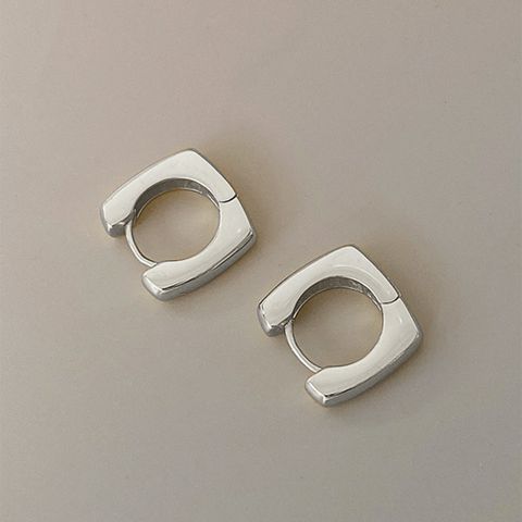 1 Pair Simple Style Geometric Square Solid Color Copper Hoop Earrings