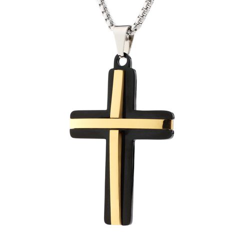 Vacation Rock Streetwear Cross Stainless Steel Plating 24k Gold Plated Unisex Pendant Necklace