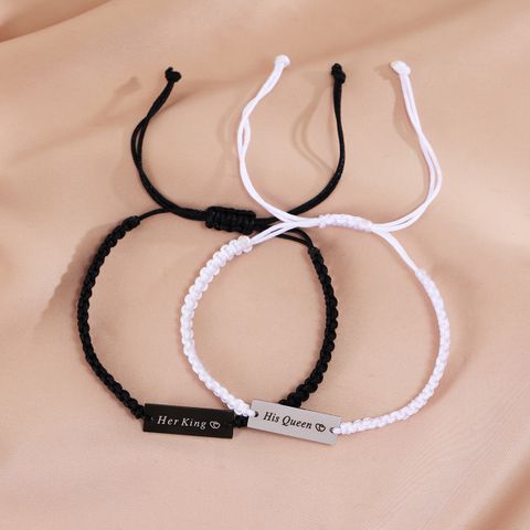 Simple Style Geometric Stainless Steel Rope Couple Drawstring Bracelets