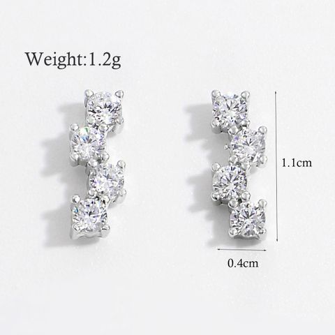 1 Pair Elegant Sweet Splicing Solid Color Plating Inlay Sterling Silver Zircon White Gold Plated Rhodium Plated Ear Studs