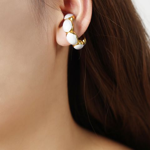 1 Pair Vacation Simple Style Color Block Enamel Plating Titanium Steel 18k Gold Plated Ear Cuffs