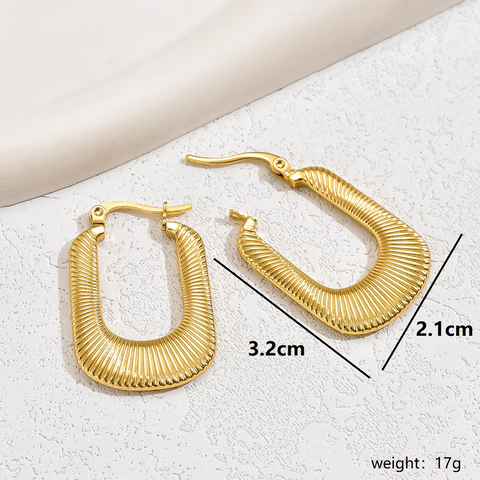 1 Pair Basic Modern Style U Shape Plating 201 Stainless Steel 18K Gold Plated Hoop Earrings