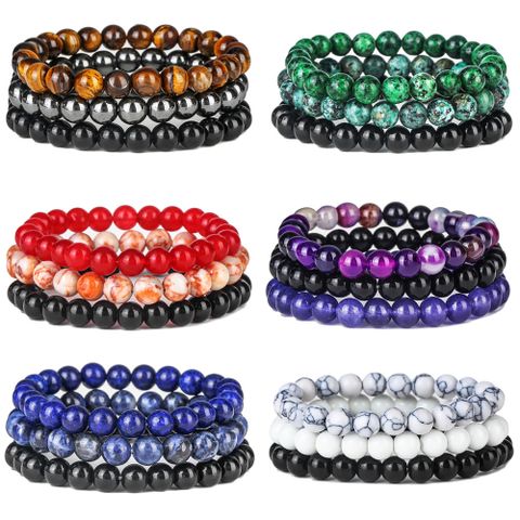 Einfacher Stil Mehrfarbig Streifen Howlith Tigerauge Lapislazuli Perlen Armbänder