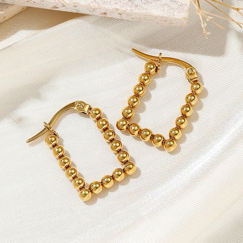 1 Pair Ig Style Simple Style Cool Style Solid Color Plating Stainless Steel 18k Gold Plated Hoop Earrings