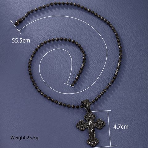 Gothic XUPING Punk Cross 304 Stainless Steel Alloy Copper Artificial Gemstones Black Gun Unisex Pendant Necklace