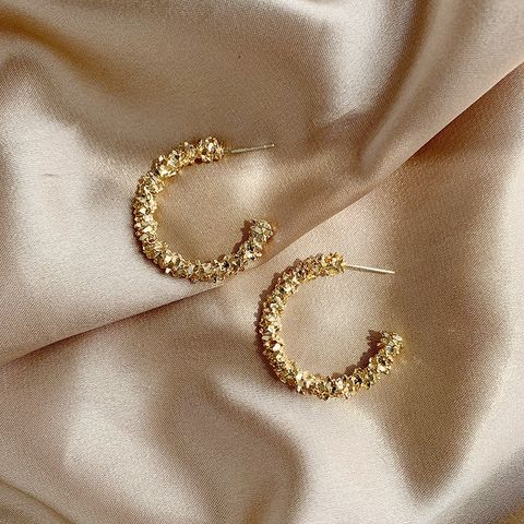 1 Pair Elegant Streetwear C Shape Alloy Gold Plated Ear Studs