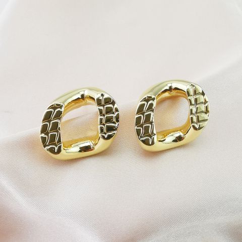 1 Pair Vintage Style Geometric Circle Polishing Plating Copper Gold Plated Ear Studs