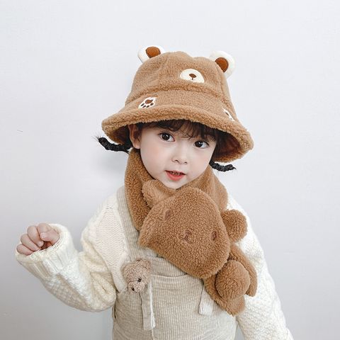 Children Unisex Cute Sweet Simple Style Bear Appliques Bucket Hat
