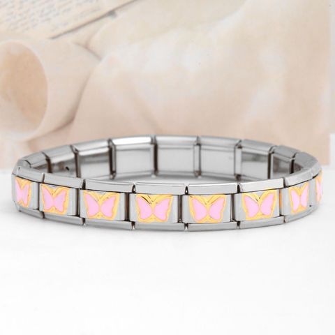 Simple Style Butterfly Stainless Steel Printing Unisex Bracelet Accessories