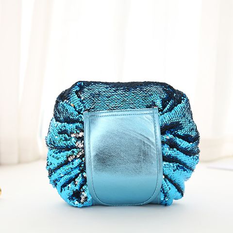 Casual Solid Color Sequin Flannel Storage Bag Makeup Bags
