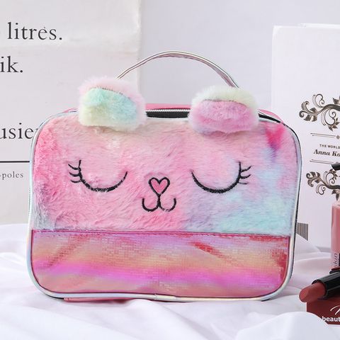 Cute Cartoon Pvc Flannel Square Makeup Bags