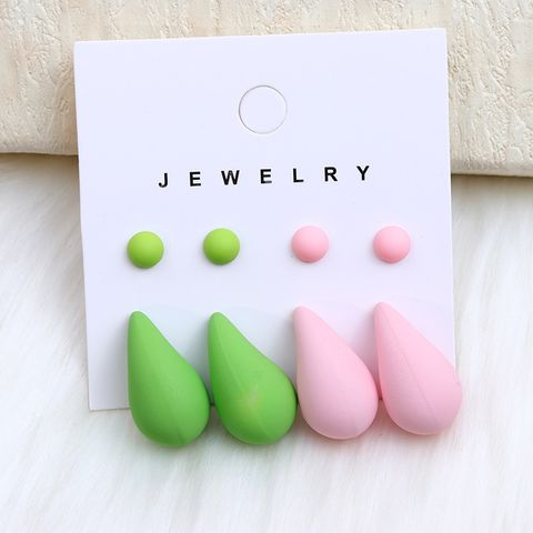 1 Set Cute Water Droplets Spray Paint Arylic Ear Studs