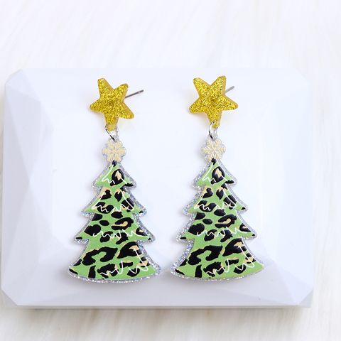 1 Pair Cute Christmas Tree Arylic Drop Earrings