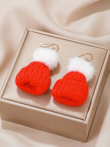 1 Pair Simple Style Christmas Hat Christmas Tree Bell Alloy Ear Hook