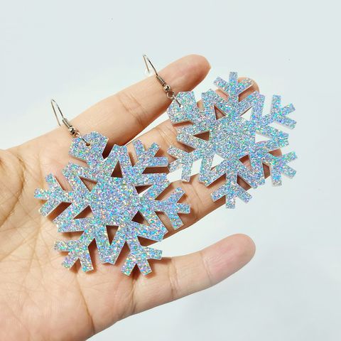 1 Pair Exaggerated Snowflake Arylic Earrings
