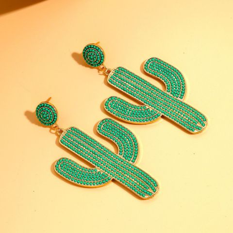 1 Pair Elegant Lady Pastoral Cactus Plating Alloy Drop Earrings