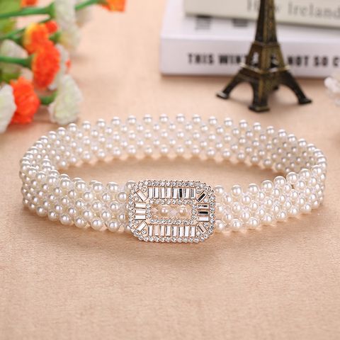 Elegant Lady Solid Color Plastic Women's Chain Belts