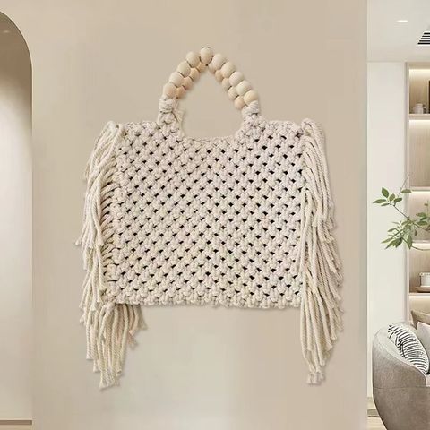 Women's Cotton Solid Color Elegant Square Open Handbag