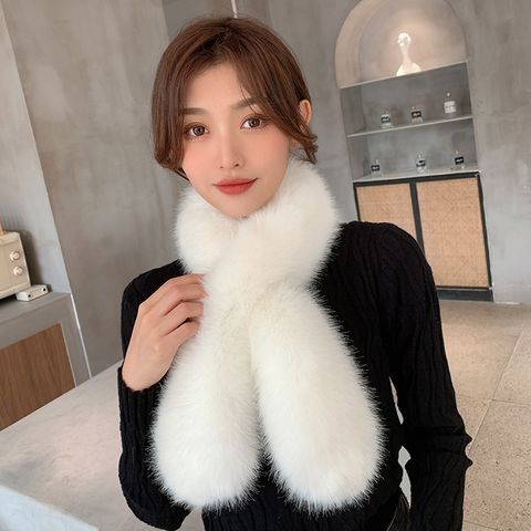Women's Sweet Solid Color Imitation Fur Scarf