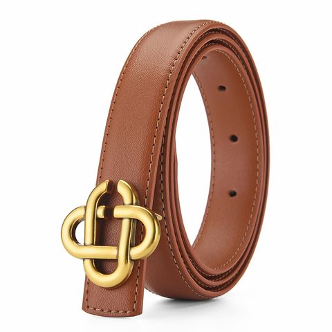 Basic Round Alloy Leather Patchwork Women's Leather Belts