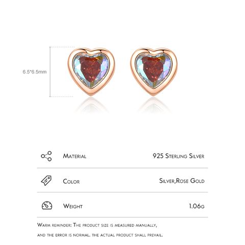 Fashion Heart Shape Sterling Silver Inlay Zircon Women's Rings Earrings Necklace