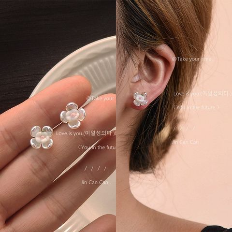 1 Pair Fashion Round Heart Shape Alloy Plating Inlay Artificial Gemstones Pearl Women's Ear Studs