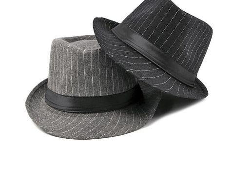 Men's Retro British Style Stripe Crimping Fedora Hat