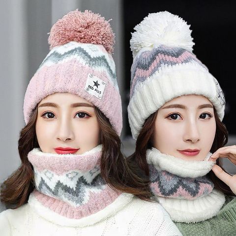 Women's Classic Style Color Block Eaveless Wool Cap