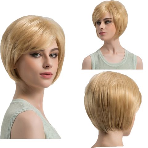 Unisex Simple Style Casual High Temperature Wire Side Fringe Short Straight Hair Wig Net