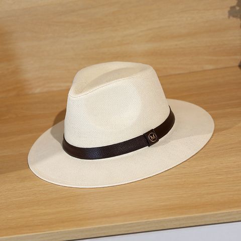 Men's Roman Style Solid Color Big Eaves Fedora Hat