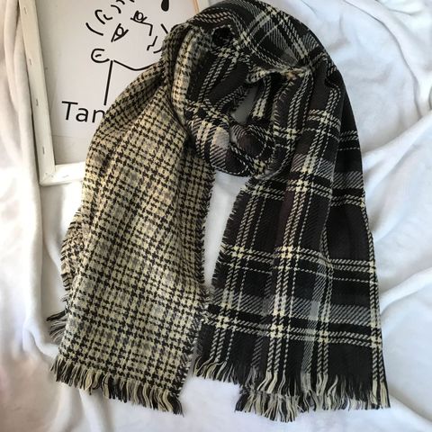 Women's Streetwear Plaid Imitation Cashmere Tassel Scarf