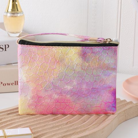 Basic Tie Dye Pu Leather Square Makeup Bags