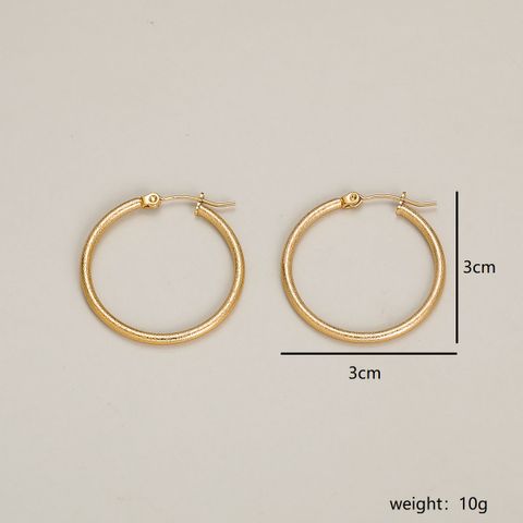 1 Pair Casual Vacation Simple Style Circle Plating 201 Stainless Steel 18K Gold Plated Hoop Earrings