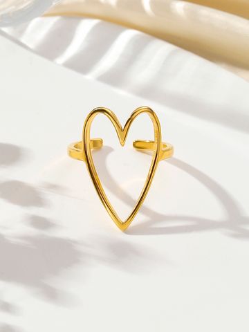 Romantic Simple Style Heart Shape Stainless Steel Plating Carving Open Rings