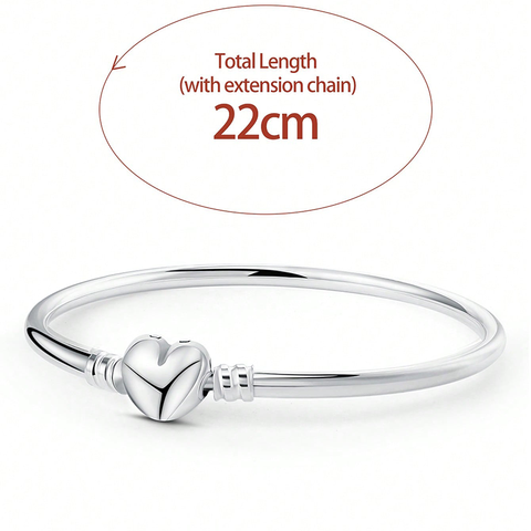 Simple Style Commute Heart Shape Sterling Silver Plating Silver Plated Women's Bangle