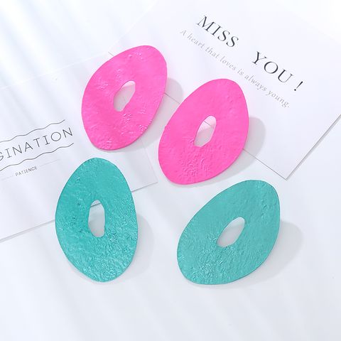 1 Pair Simple Style Oversized Solid Color Stoving Varnish Plating Alloy Silver Plated Ear Studs