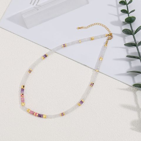 Ig Style Simple Style Geometric Natural Stone Copper Beaded Necklace
