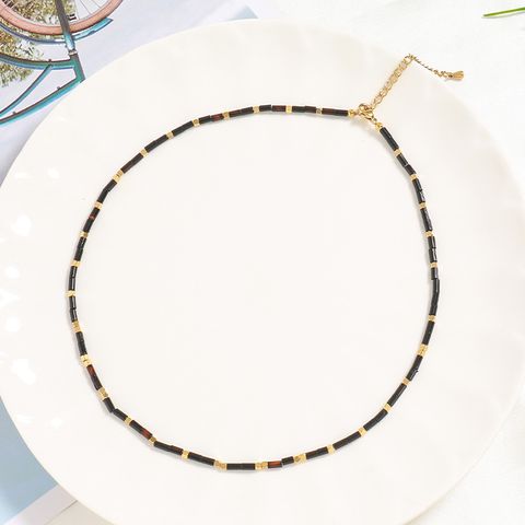Simple Style Geometric Stainless Steel Natural Stone Beaded Choker