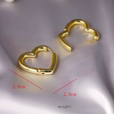 1 Pair Vintage Style Heart Shape Plating Alloy 18k Gold Plated Hoop Earrings