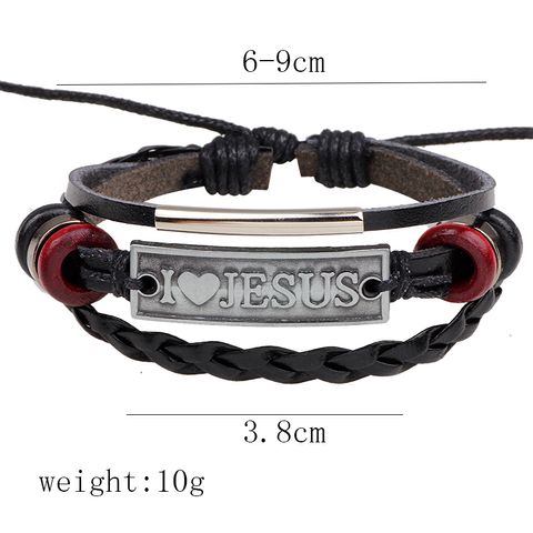 Retro Cross Pu Leather Alloy Braid Unisex Bracelets